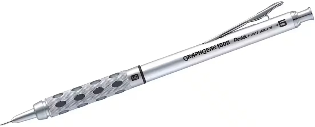 Pentel Graphgear 1000 Druckbleistift 0,5 mm – Silber/Schwarz (12 Stück)