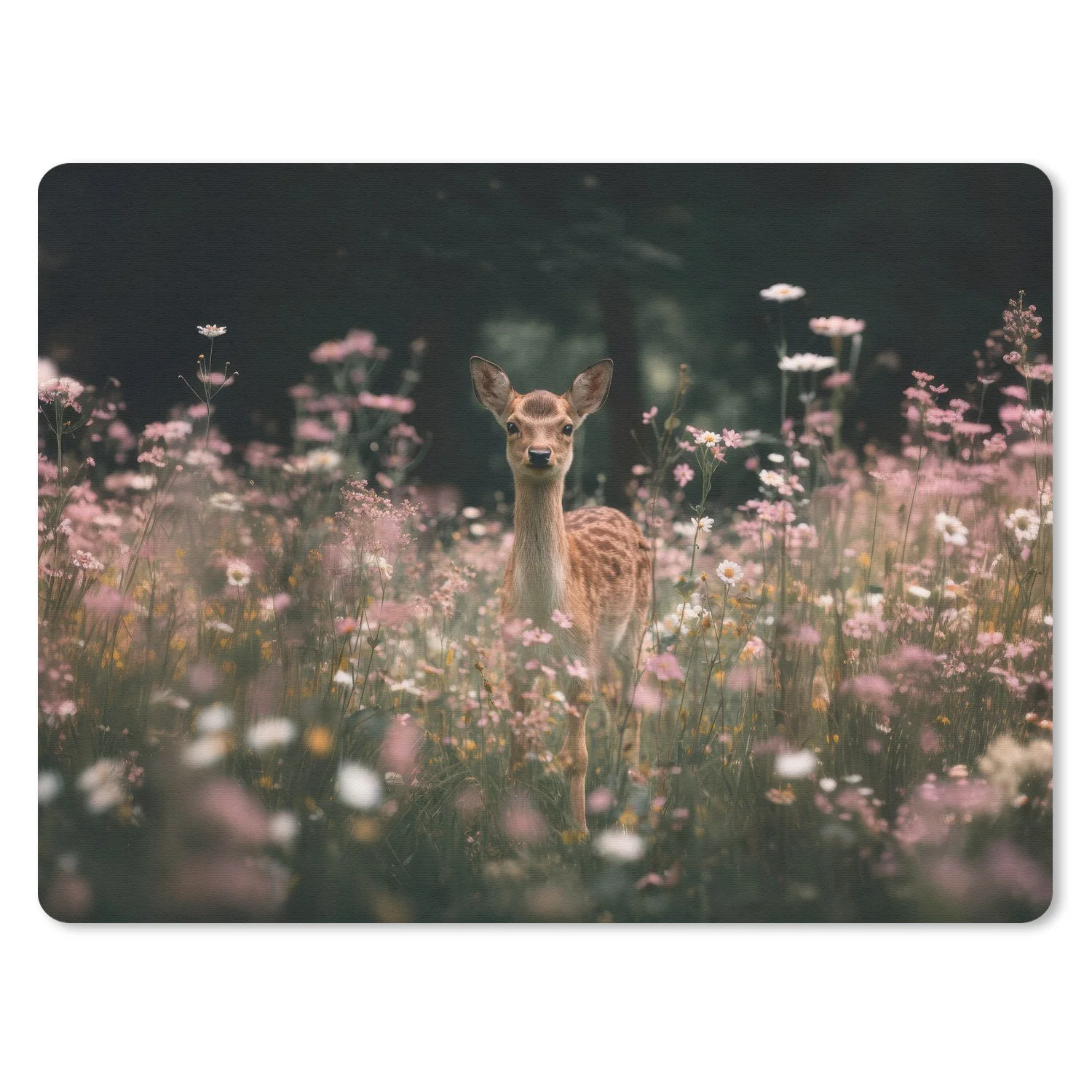 MUCHOWOW Mauspad „Hirsche – Wildblumen – Wald“
