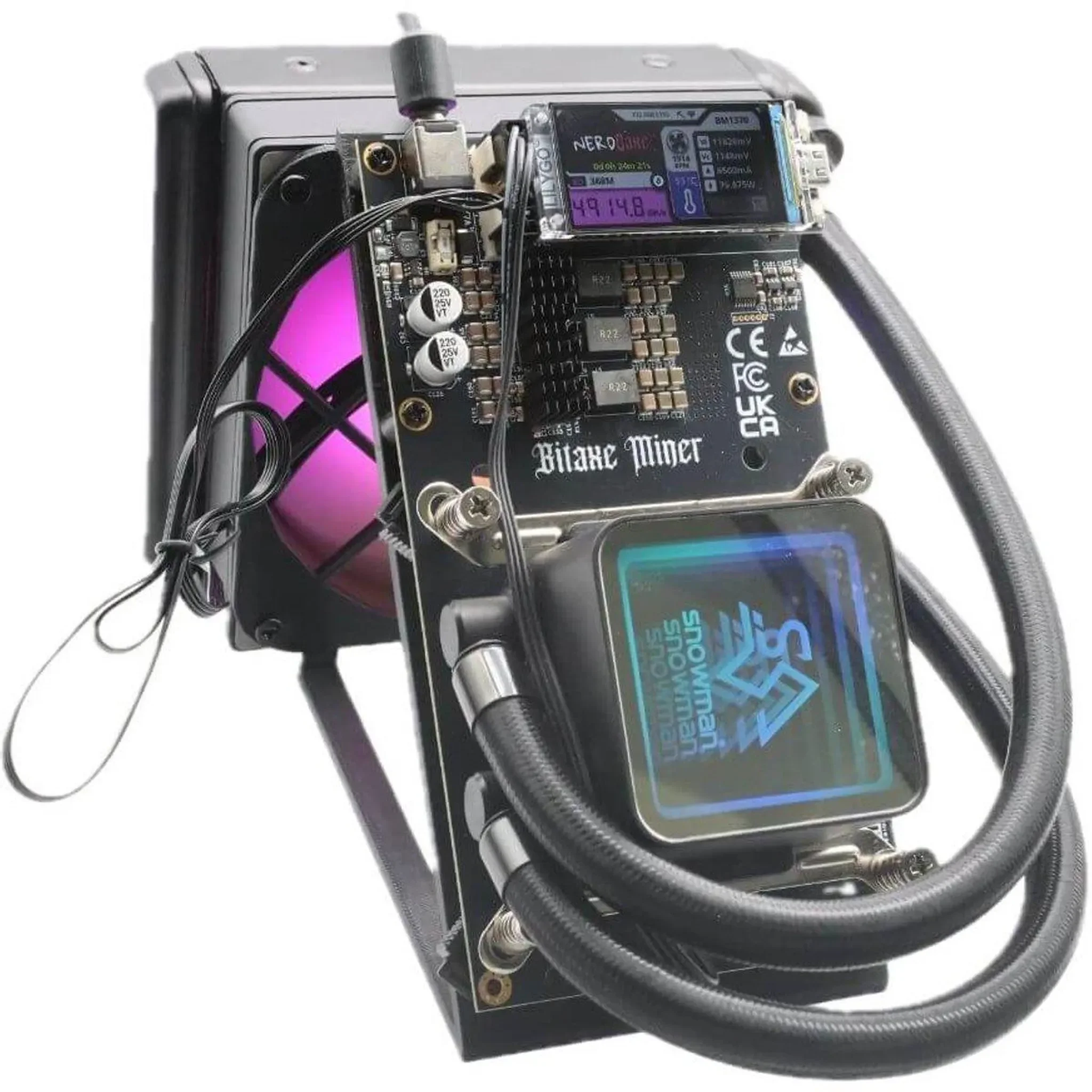 NerdQaxe++ Hydro – 4,8 TH/s • Wasserkühlung • Bitcoin Solo Miner • Inkl. Ständer & EU-Netzteil