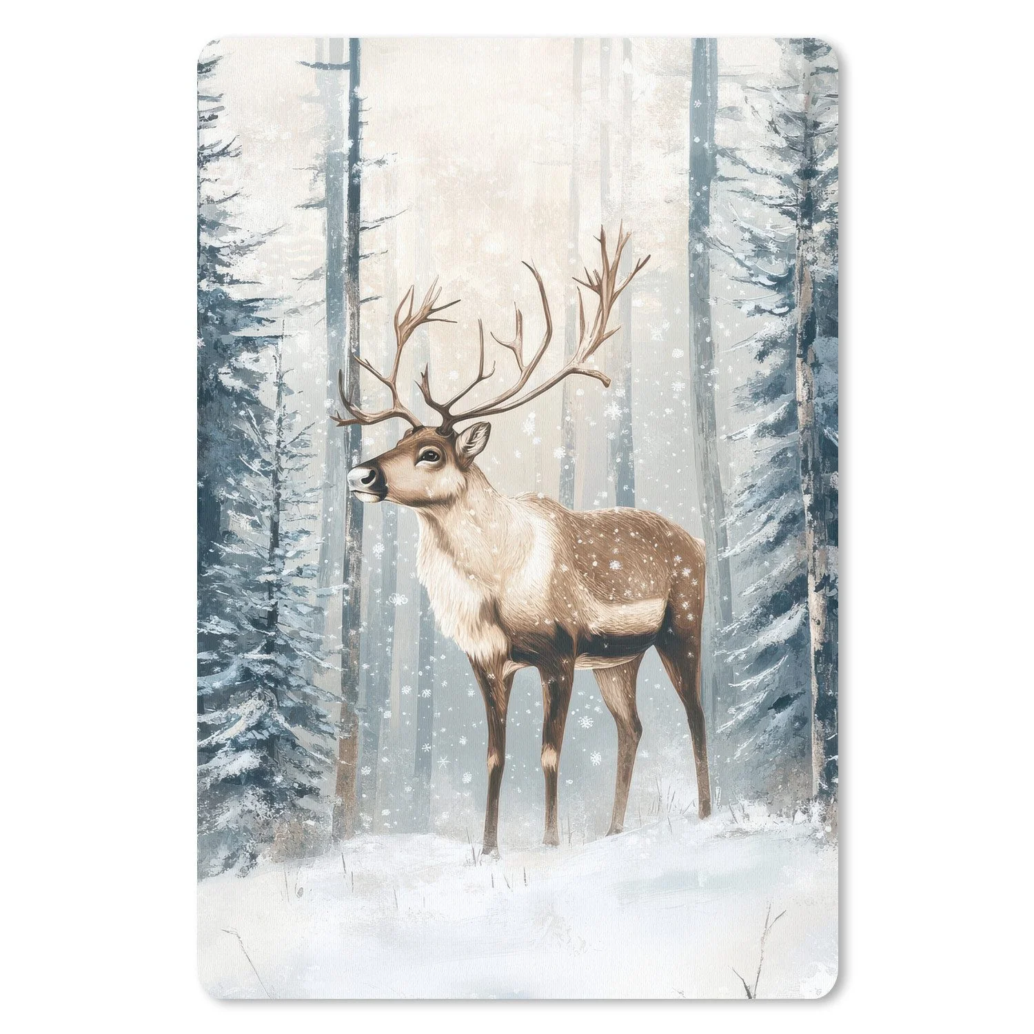 MUCHOWOW Mauspad „Rentier – Schnee – Wald – Weiß“