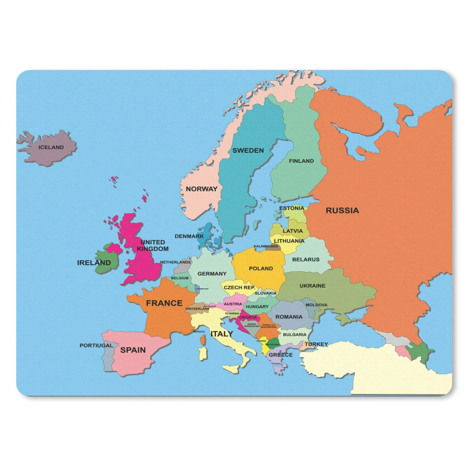 MUCHOWOW Mauspad „Europa Karte“ – 23×19 cm