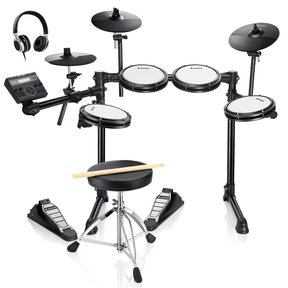 Donner DED-200 E-Drum Set – Elektronisches Schlagzeug mit 450 Sounds, Thron, Pedalen & Kopfhörern