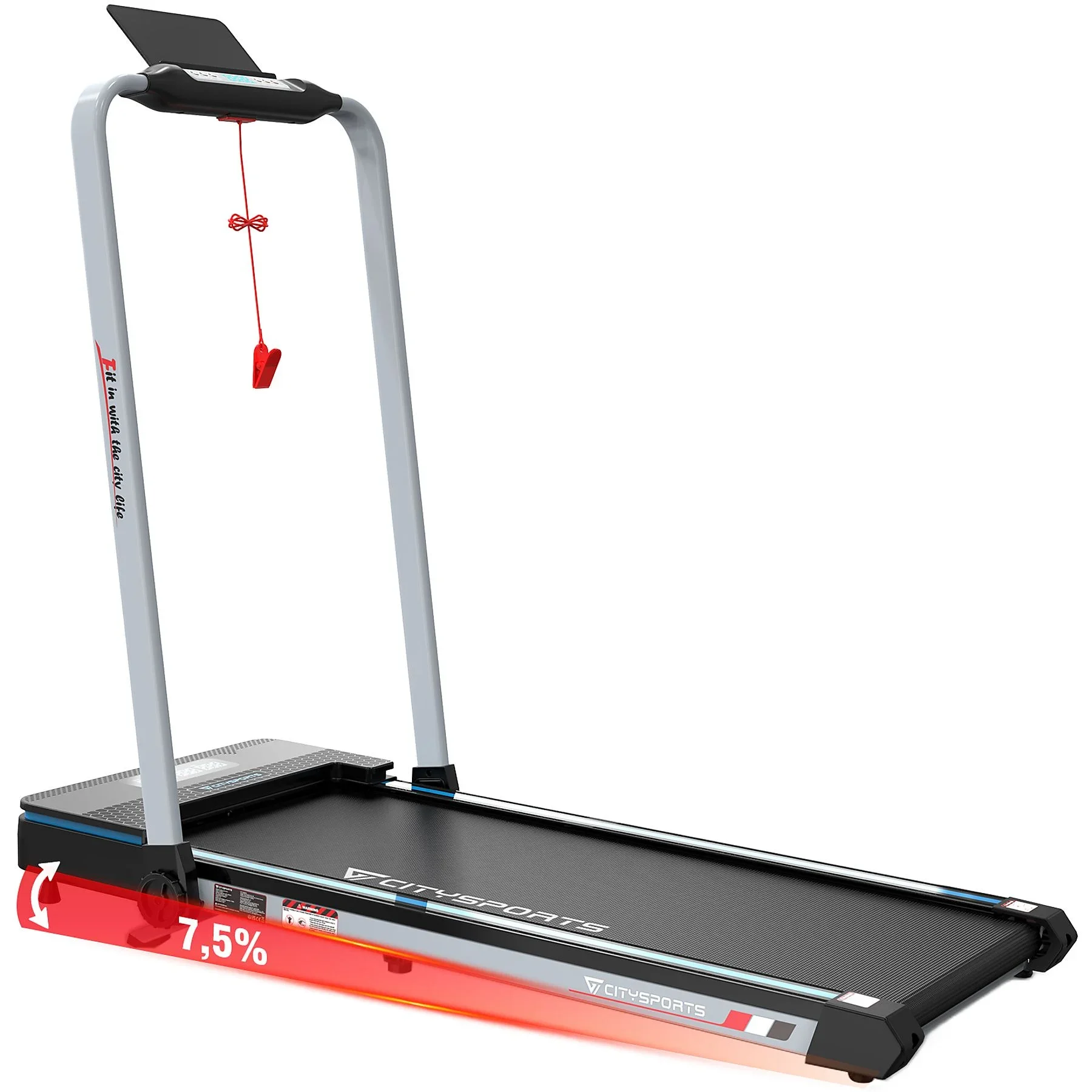 CITYSPORTS „WP3S“ – Klappbares Laufband mit Steigung, 1–12 km/h, Schwarz & Blau