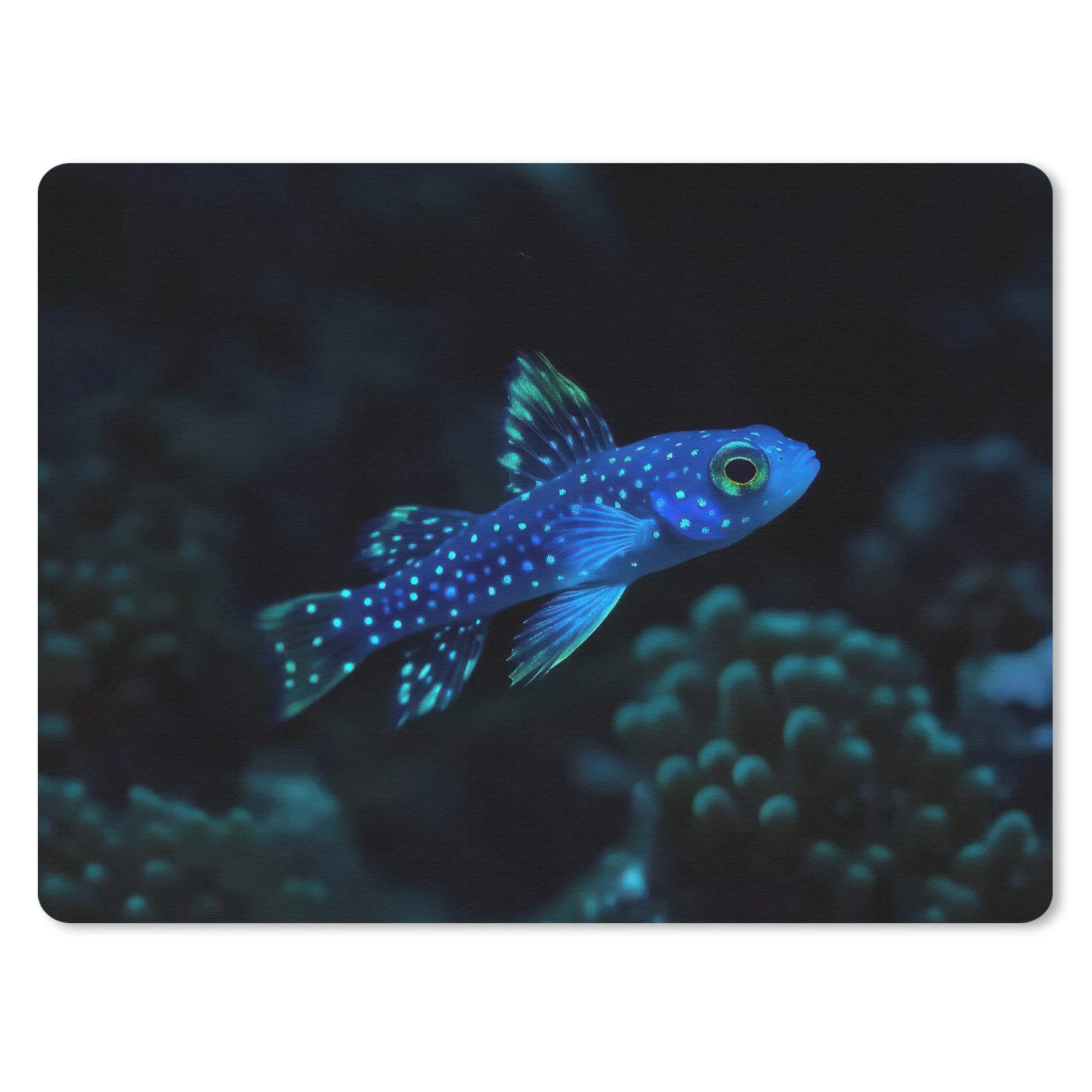 MUCHOWOW Mauspad „Fische – Punkte – Koralle – Blau“