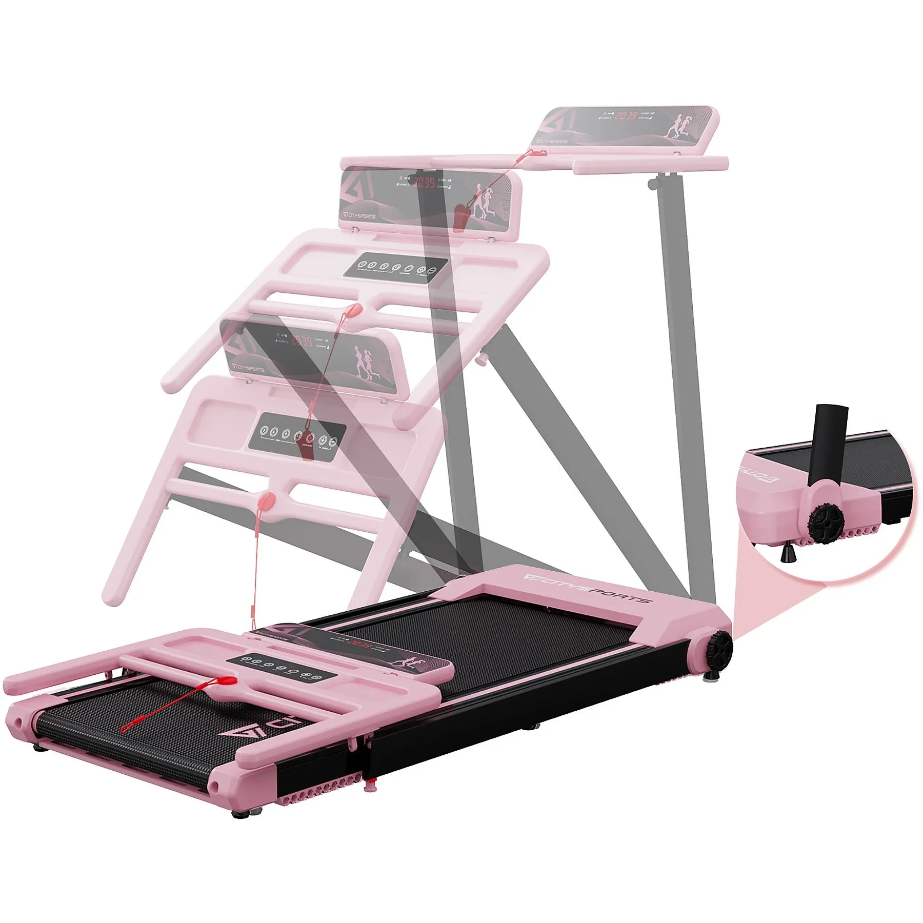 Laufband „CITYSPORTS WP9“ – Rosa, 1–12 km/h, klappbar, manuelle Steigung bis 7,5 %