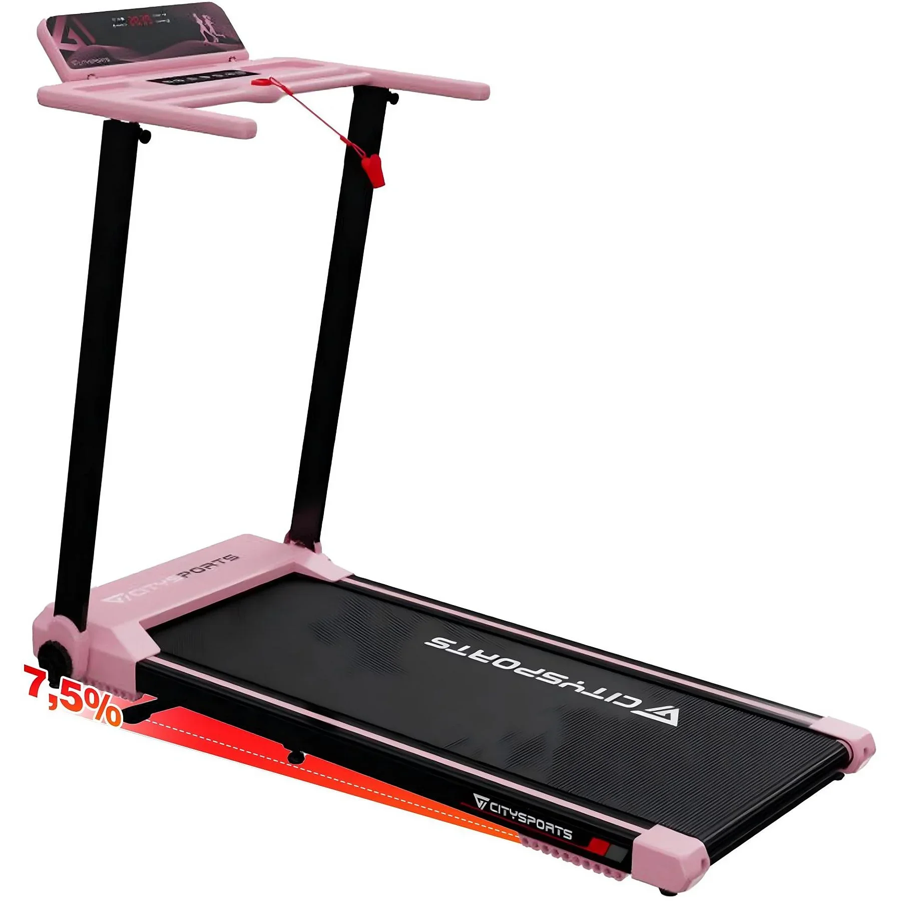 CITYSPORTS WP9 Laufband für Zuhause – 1–12 km/h, klappbar, Bluetooth, rosa