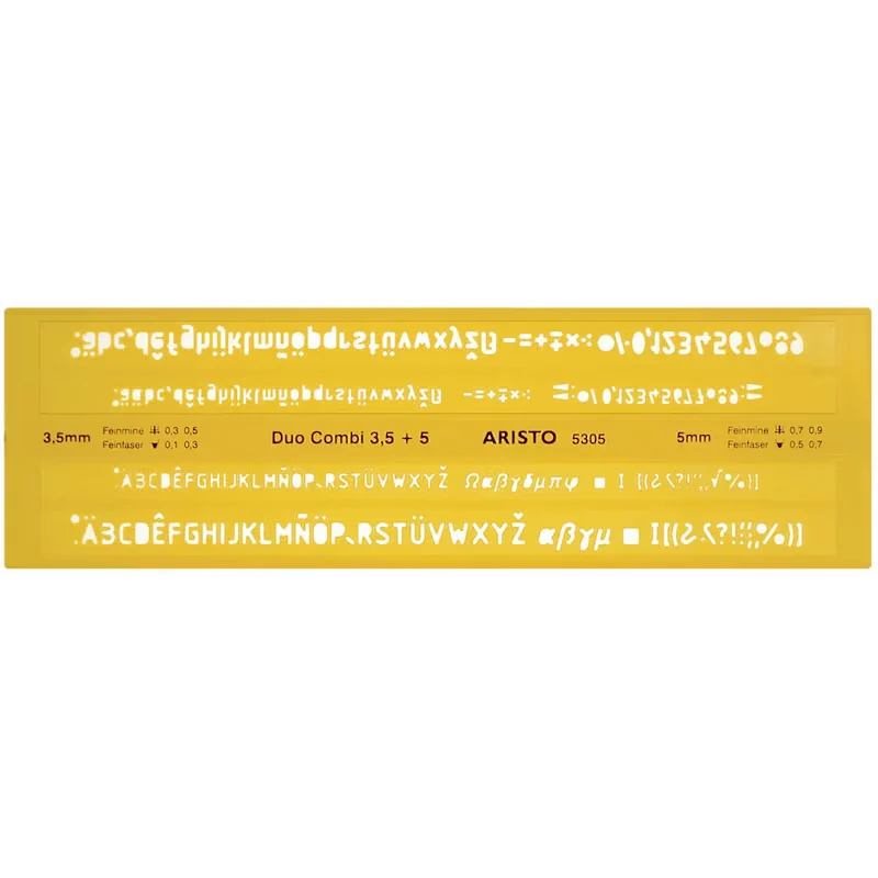 Schriftschablone, gelb-transparent