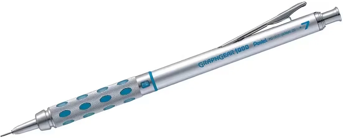 Pentel Graphgear 1000 Druckbleistift 0,7 mm – Silber/Blau (12 Stück)